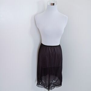 Vintage Women’s Black Half Slip Semi Sheer Nylon Size Small